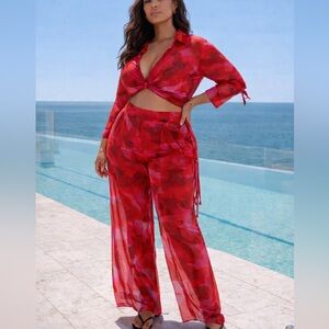 Runaway the Label 2pc vacation set  Women's Red Floral size LARGE